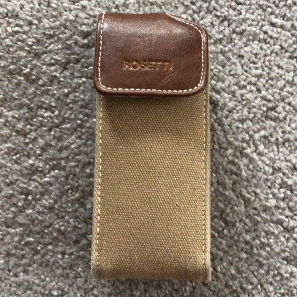Rosetti - Small tan canvas carrying case with Velcro closure